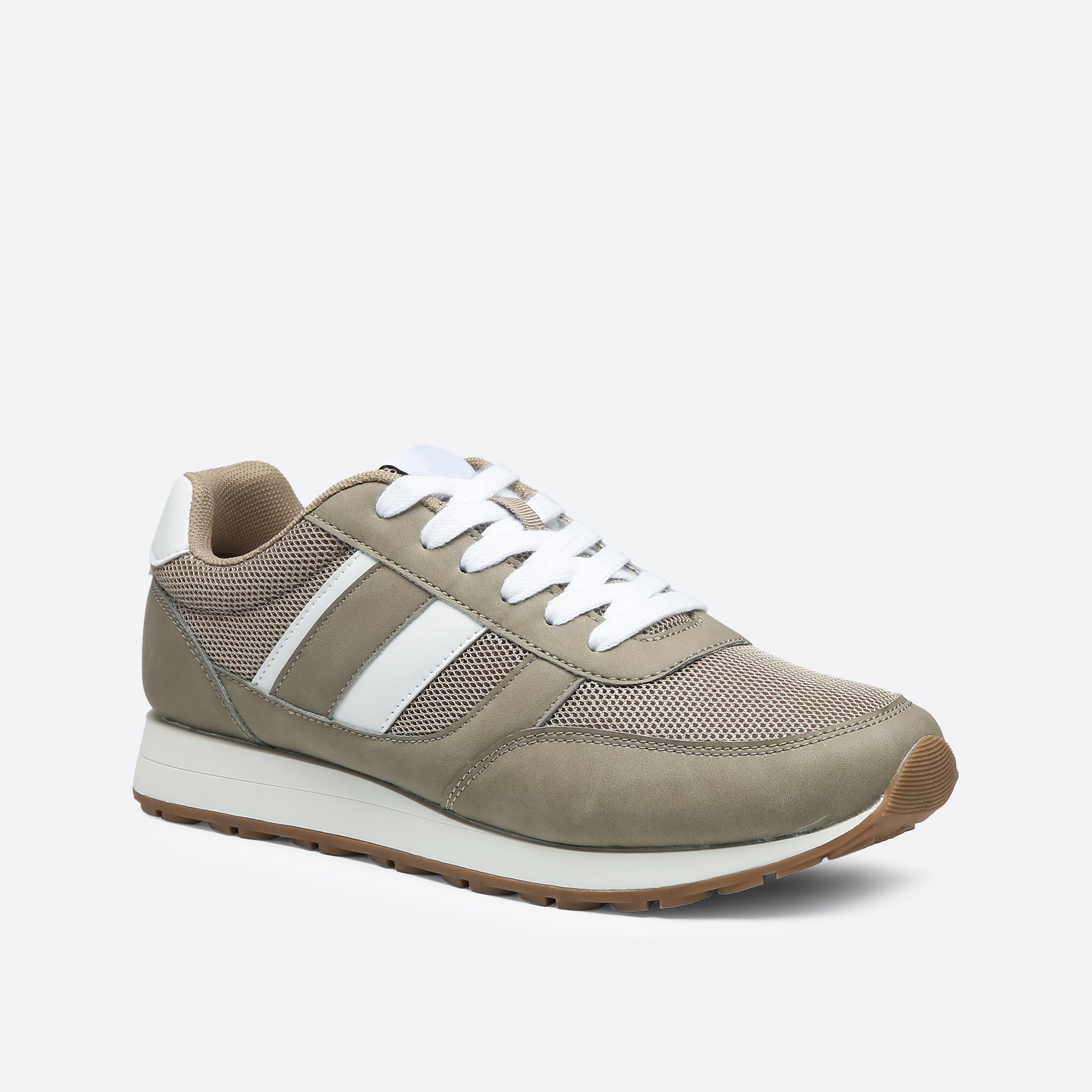 Men's Contrast-Stripe Mesh Lace-Up Casual Sneakers